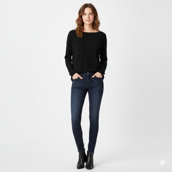 LORD & TAYLOR 424 Fifth Women's Sweater Top Spandex Nylon Knit Stretch Black - Picture 15 of 15